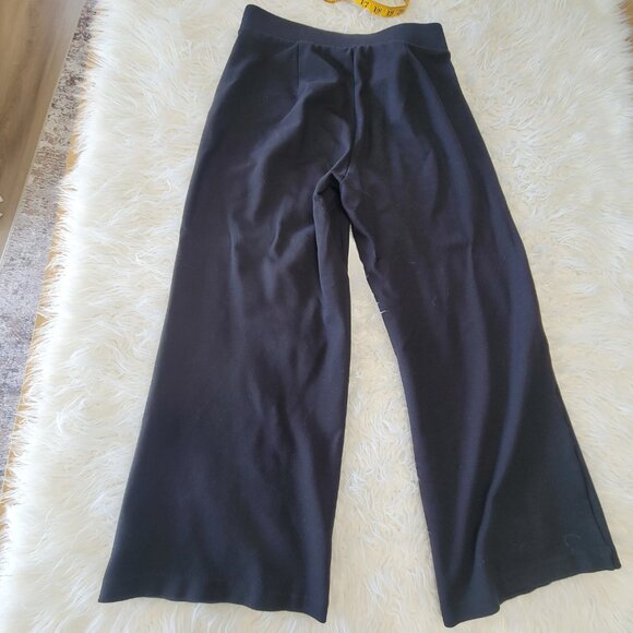 Tahari Wide Leg Stretch Crop Pants Slacks Sz M Black - Picture 7 of 7